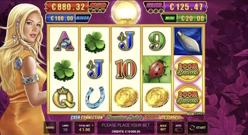 Cash Connection - Charming Lady's Boom Coins - mreža 5x3 sa simbolima sreće